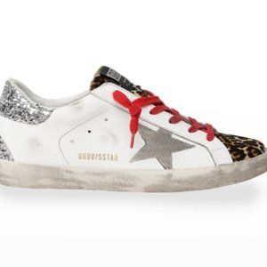 Golden Goose Superstar Leopard-Print Court Sneakers in size 37.